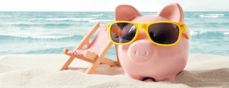 Piggy bank with sunglasses
